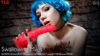 Blue Haired Tattooed Babe Stretches Her Tight Pussy With a Massive Toy