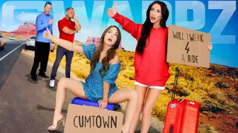 Hime Marie & Lilly Bell Hitchhike for Stepdad Group Fun