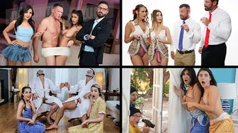 Teen Daughters Swap Costumes for Wild Orgy with Older Men