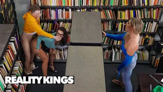 Hot Librarian Mandy Waters Fucks Jimmy Michaels as Girlfriend Reads Close