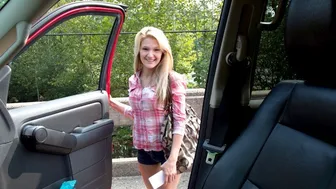 Blonde College Freshman Fucks For A Ride In Public Car Sex