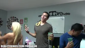 Blonde College Lesbians Get Wild in Dorm Room Orgy