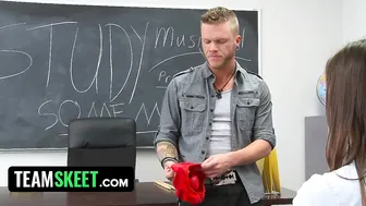 Strict Teacher Fucks Curvy Brunette Student for Passing Grade