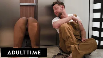 Maintenance Man Pounds August Skye's Bubble Butt in Stuck Elevator Public Fuck