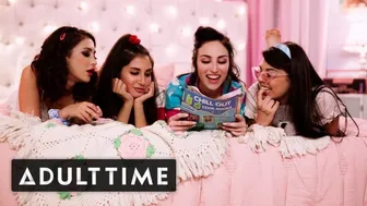 80s Inspired Teen Lesbians Recreate a Hit Song with a Steamy Foursome