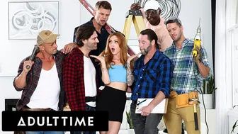 Redhead Kendra Cole Ravaged by Construction Crew in Airtight Triple Penetration