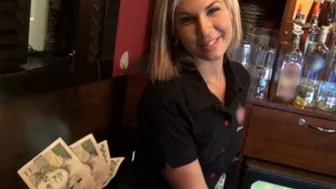 Blonde Bartender Gets Persuaded for Explicit Public Fun Behind the Bar