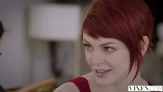 Blonde Bombshell and Fiery Redhead Share a Threesome with a Muscular Stud
