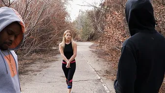Innocent Blonde Leah Lee Lustfully Takes Two Massive Black Cocks