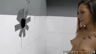 Jaye Summers Takes Thick Black Cock in Gagging Gloryhole Encounter