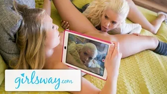 Blonde stepsister catches teen masturbating and joins the fun