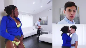 Ebony Stepmom Catches Step Son Stroking His Thick Cock