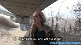 Long-haired blonde Jenny Simons fucks stranger outdoors for cash in public POV scene
