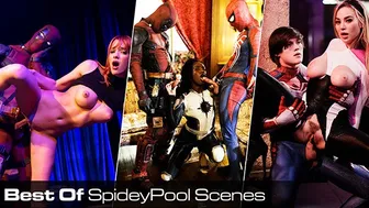 SpideyPool Fantasy Threesome with Redhead & Blonde Fucking in Every Position