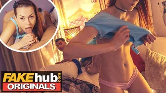 19yo Redhead Stepsis' Big Ass Ignites Nighttime Bedroom Fuck
