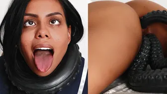 Canela Skin as Black Schoolgirl Takes Alien Triple Pen & Creampie