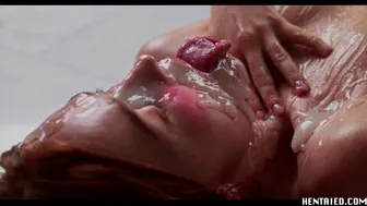 Jia Lissa's Ahegao Bukkake Drenched in Thick Loads as Fiery Redhead
