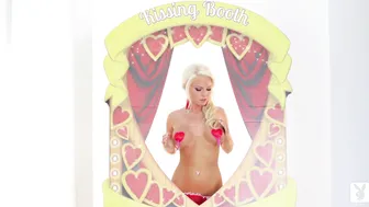 Blonde Canadian Ivy Ferguson Seduces in Lacy Red Lingerie for Valentine's Day