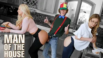 Mature Blonde and Busty Aunt Satisfy Hungry Stepson's Kitchen Fantasies