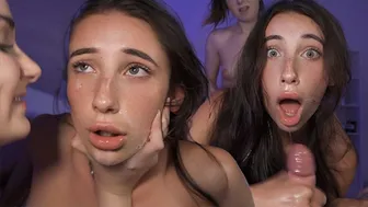 Submissive Brunettes Scream Through Rough Threesome and Pegging