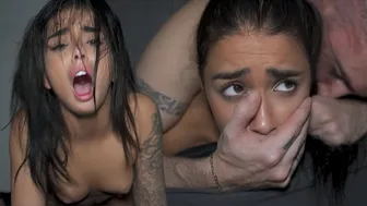 Sweaty Gym Encounter Turns Into Rough Threesome with Petite Teen