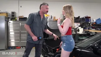 Dirty Mechanic Services Blonde Teen With Massive Cock In Garage