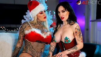 Evilyn Ink and Misha Montana enjoy festive lesbian play