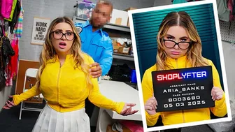 Aria Banks gets caught shoplifting and fucked by security guard London Ford