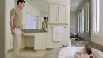 Petite brunette step sister sucks big cock in the bath tub