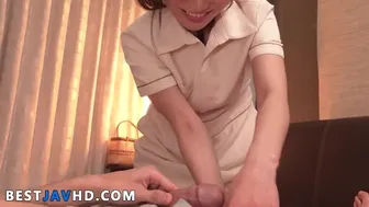 Nana Nakamura gives a passionate blowjob in stockings as a sexy nurse