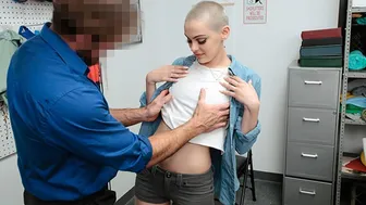 Blonde Teen Thief Strip Searched by Uniformed Officer in Backroom