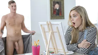 Tiny Blonde Unleashes Wild Passion in Art Class With Teacher's Huge Cock