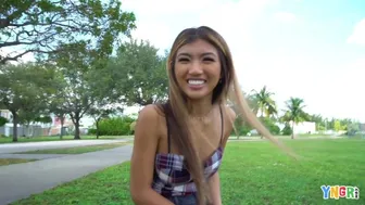 Beautiful Asian girl Clara Trinity enjoys a big white cock