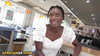 Amateur ebony girlfriend takes big white cock raw in outdoor POV