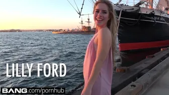 Lilly Ford sucks cock on a boat with her tongue piercing
