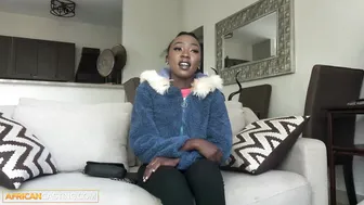Tiny black teen gets fucked hard on the couch by a casting agent