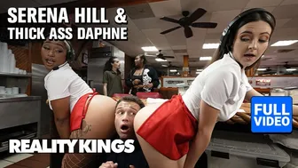 Waitresses Daphne and Serena Hill spice up their shift with a wild threesome