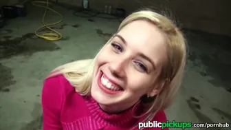 POV sex with a blonde Hungarian teen at the carwash