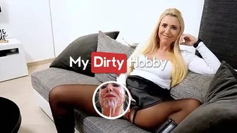 Busty blonde Daynia takes intense anal and gives a wild blowjob