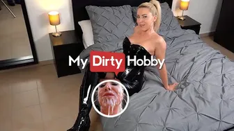 Busty blonde takes a big cock deep in her ass