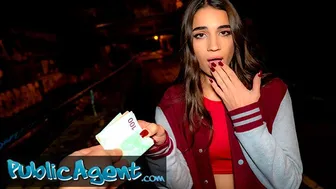Hot French model fucks a stranger outdoors in public