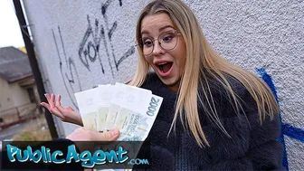 Hot blonde MILF in glasses gets a hard fast POV fuck in public