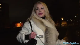 Sexy blonde mom with big tits gets creampie in public