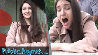 College art student with natural tits dares to have public sex for the first time