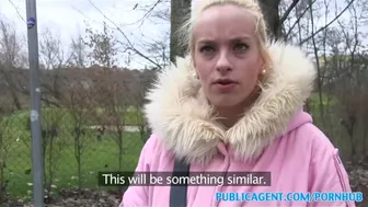 Blonde gets fucked in a car by a stranger in public