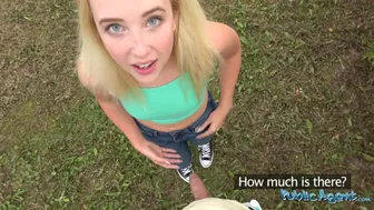 Lost blonde American girl gets directions to a locals huge cock and fucks outside
