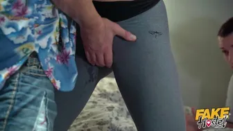 Teen girlfriend squirts hard with two cocks filling her tight pussy