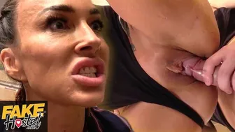 Angry busty MILF gets creampied by scamming stud in hostel