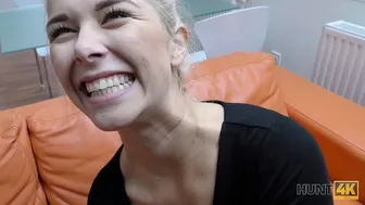 Blonde Nikky Dream fucks a wealthy hunter for money in public