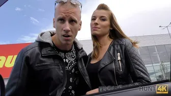 Elegant redhead gets paid for wild public sex with a stranger